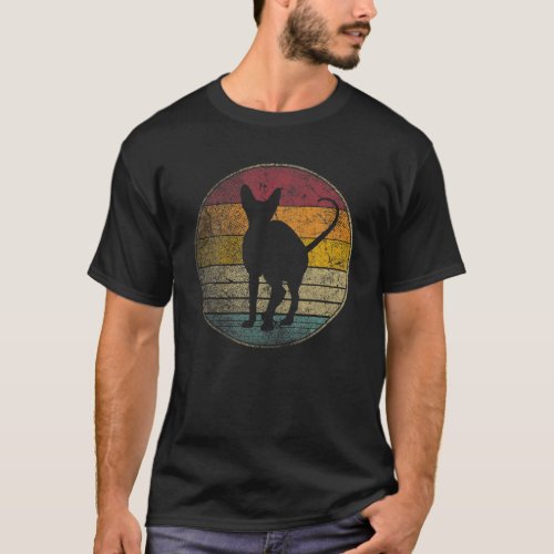 Sphynx Cat Vintage Distressed Retro Silhouette 70S T_Shirt