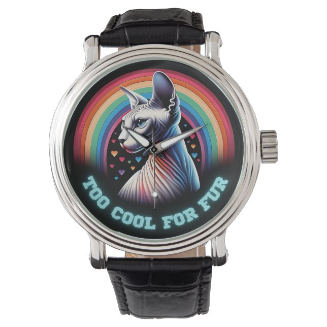 Sphynx Cat Watch Too Cool Rhinestones  (Front)