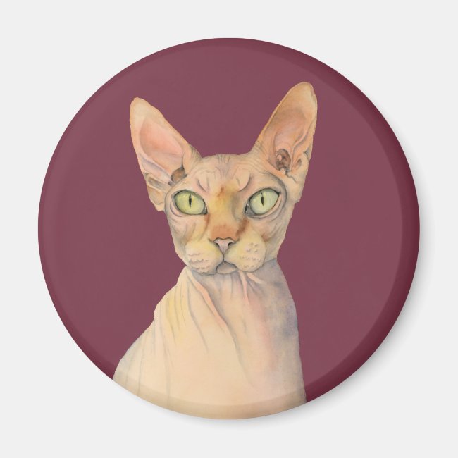 Sphynx Cat Watercolor Portrait
