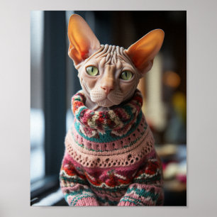 Sphynx Cat with Sweater Poster