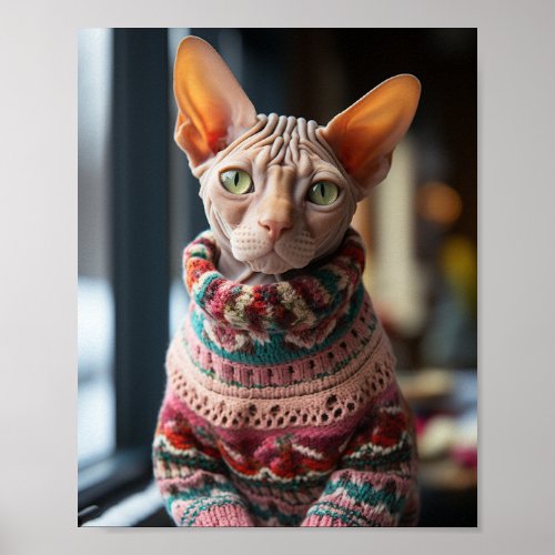 Sphynx Cat with Sweater Poster