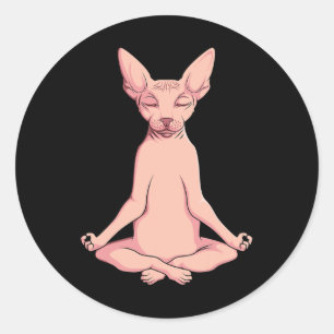Sphynx Cat Yoga Meditation Breeder Hairless Pet Lo Classic Round Sticker
