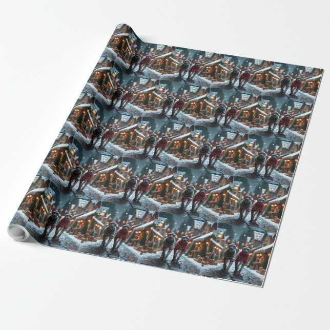 Sphynx Cats Christmas Snow Holiday Wrapping Paper (Unrolled)