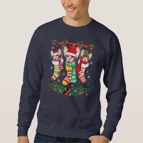 Sphynx Cats Inside Noel Socks Merry Christmas Day Sweatshirt