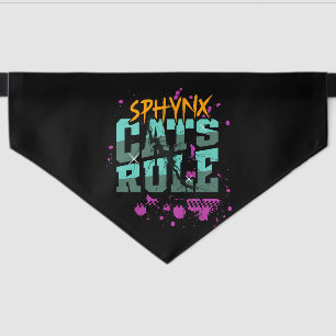 Sphynx Cats Rule Colorful Typography Neck Scarf Pet Bandana Collar