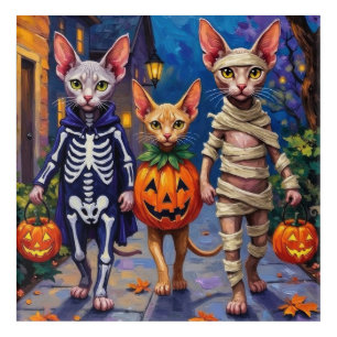 Sphynx Cats Trick-or-Treating in Halloween Costume Acrylic Print