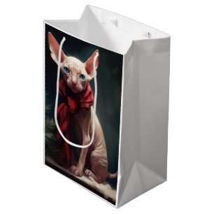 Sphynx Dog in Snow Christmas Medium Gift Bag