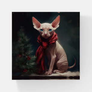 Sphynx Dog in Snow Christmas Paperweight