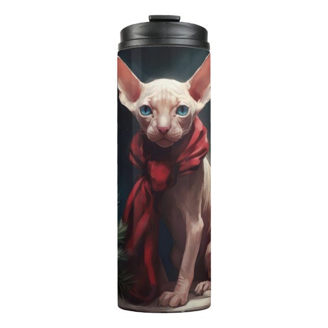 Sphynx Dog in Snow Christmas Thermal Tumbler (Front)