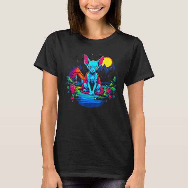 Sphynx Hairless Cat Camping T-Shirt (Front)