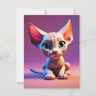 SPHYNX hairless cat kitten postcard