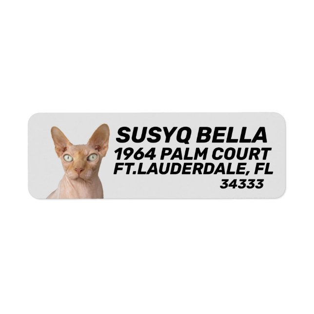 SPHYNX HAIRLESS CAT RETURN ADDRESS LABELS (Front)