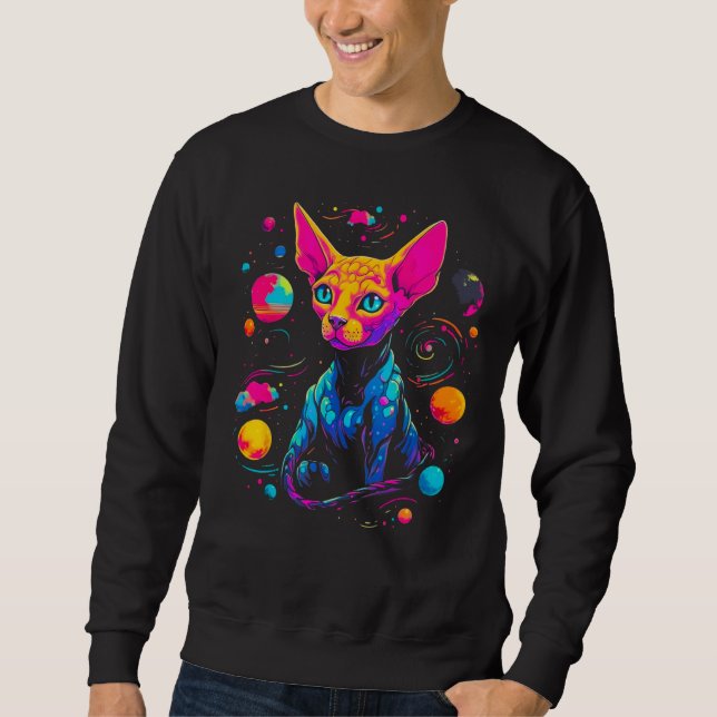 Sphynx Hairless Cat Space Sweatshirt (Front)
