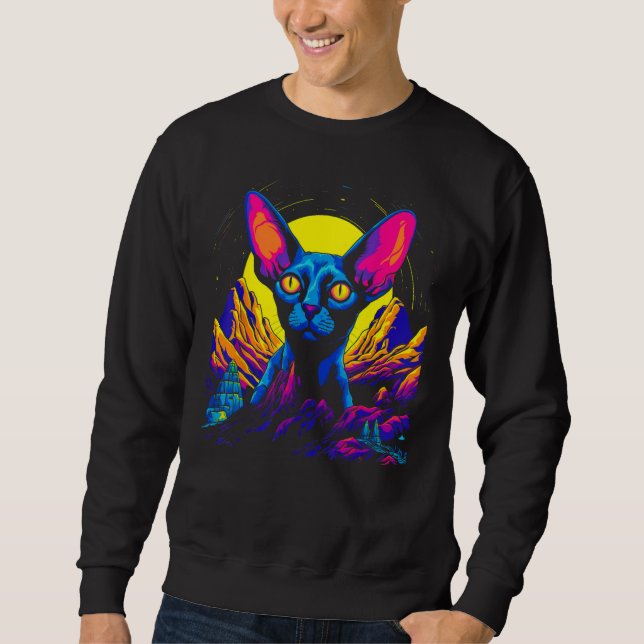 Sphynx Hairless Cat Sunset Sweatshirt (Front)