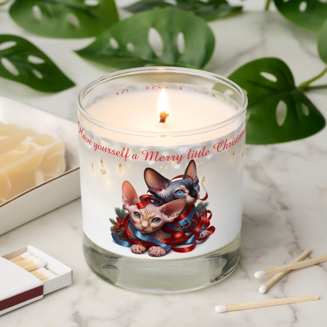 Sphynx Kittens Christmas  Scented Candle (Lit)