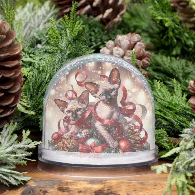 Sphynx Kittens Christmas  Snow Globe (Winter)