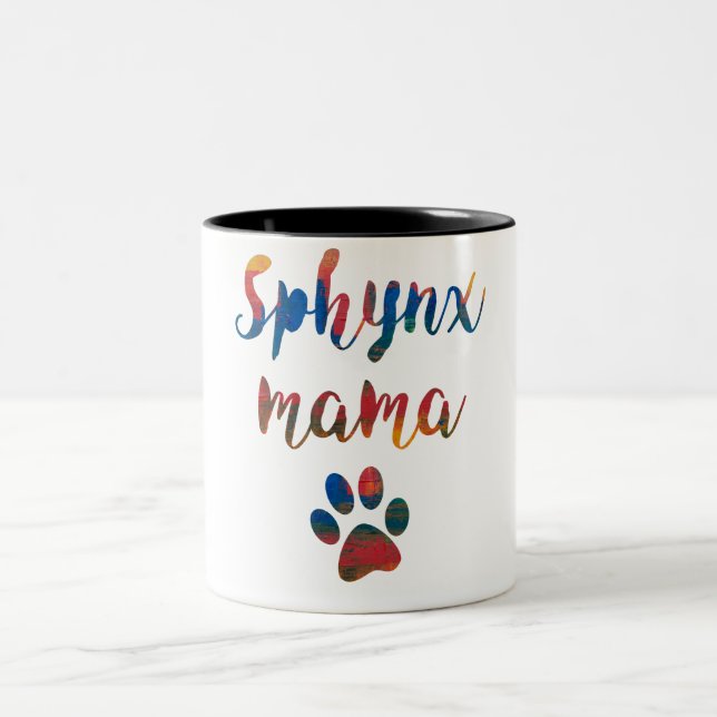 Sphynx Mama Artistic Colors Graphic Two-Tone Coffee Mug (Center)