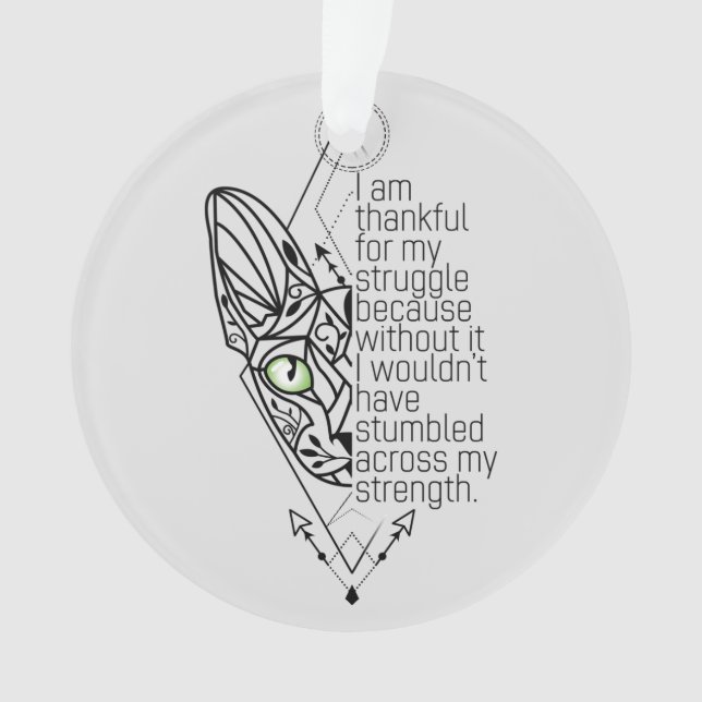 😻Sphynx with wisdom, custom text Ornament (Front)