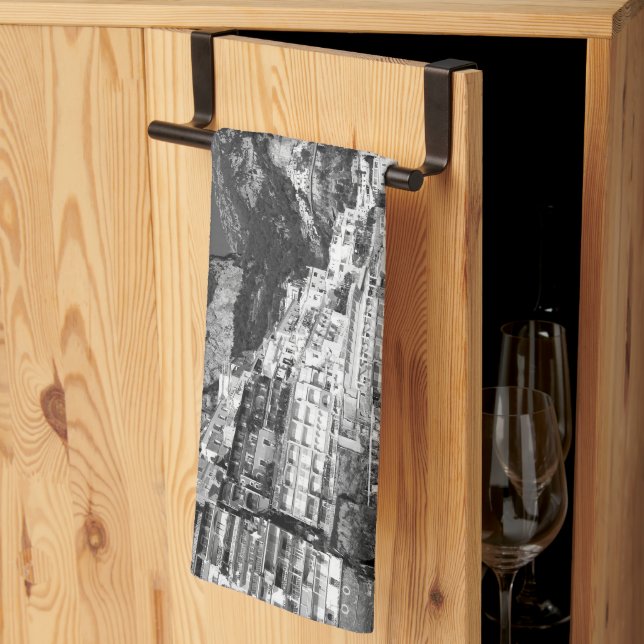 Spiaggia di Positano Marina Grande 1 - BW Kitchen Towel (Thirds Fold)