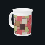Spice Cabinet Geometric Pitcher<br><div class="desc">Fun and Stylish and trendy modern Spice colored Squares pattern. We have left all of the images used in this design customizable - You can play with them to your hearts content- Click the orange 'Customize This' button and highlight the image you want to remove, resize or rotate- have fun...</div>
