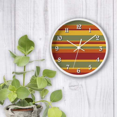 Spice Colored Stripes Clock