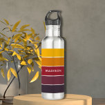 Spice It Up Colorblock Personalized Name Stainless Steel Water Bottle<br><div class="desc">This colorful and modern design features a color-block pattern in aubergine,  red,  orange and yellow with your personalized name</div>