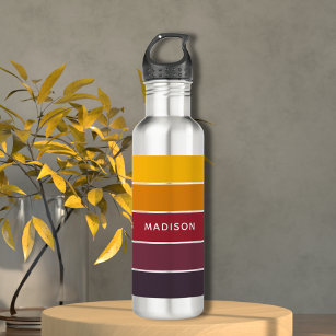 Spice It Up Colorblock Personalized Name Stainless Steel Water Bottle