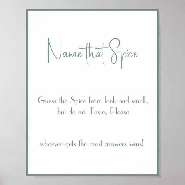 "Spice It Up: Name That Spice Bridal Shower Game" Poster (Front)