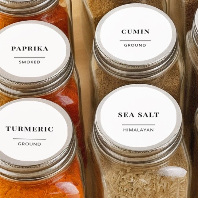 Spice Jar Minimalist Pantry Organization Round Sticker (Creator Uploaded)