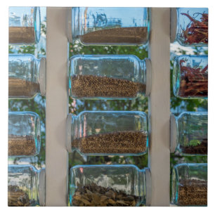 Spice jars display view ceramic tile