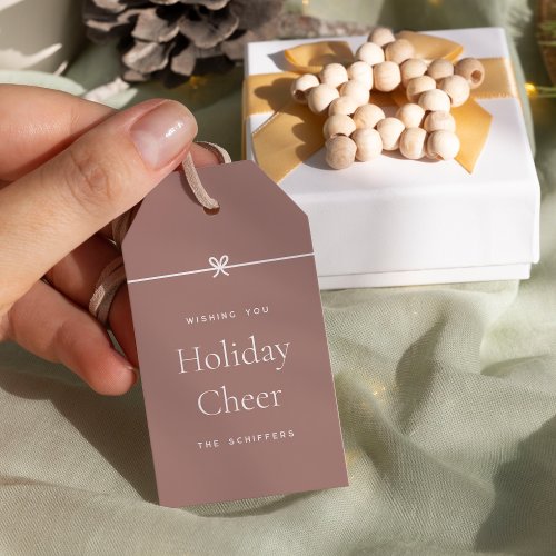 Spice  Modern Bow Simple Minimal Holiday Cheer Gift Tags