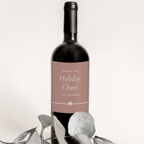 Spice  Modern Bow Simple Minimal Holiday Cheer Wine Label