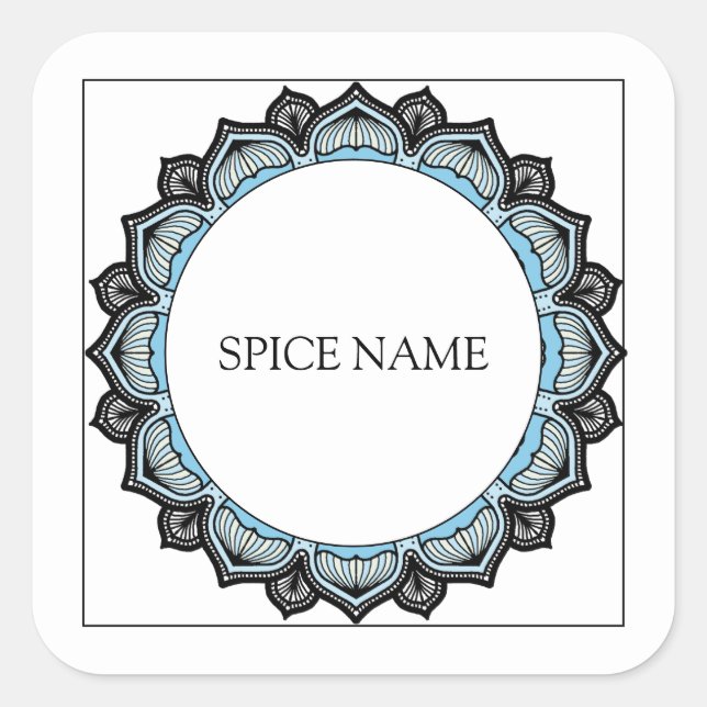 Spice Name Decorative Floral Edge Spice Jar Label (Front)