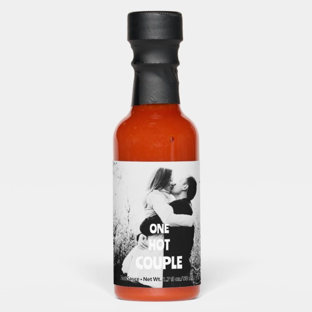 Spice of Love: Custom Wedding Black & White Photo Hot Sauces (Front)