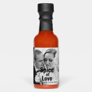 Spice of Love: Custom Wedding Black & White Photo Hot Sauces