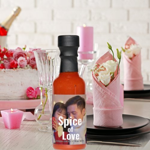 Spice of Love  Custom Wedding Photo  Custom Text Hot Sauces