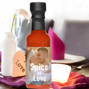 Spice of Love Wedding Photo Personalized Hot Sauces