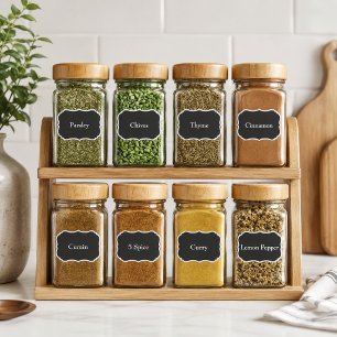 Spice Rack Waterproof Elegant Black Pantry Labels