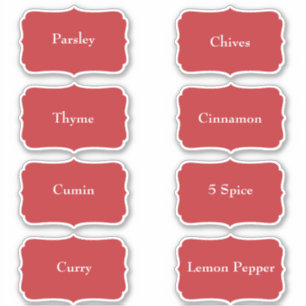 Spice Rack Waterproof Elegant Red Pantry Labels