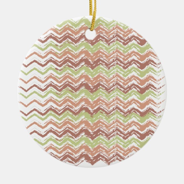 Spice Scribble Chevron ZigZag Ceramic Ornament (Front)