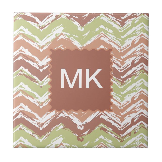 Spice Scribble Chevron ZigZag Ceramic Tile (Front)