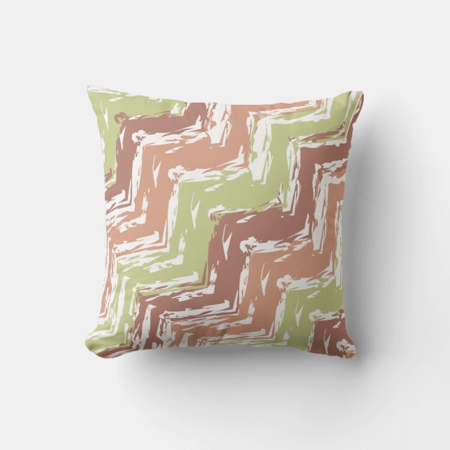 Spice Scribble Chevron ZigZag Throw Pillow (Front)