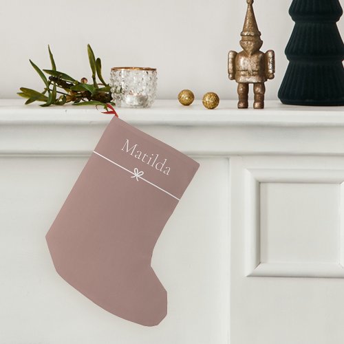 Spice  Simple Minimalist Bow Personalized Small Christmas Stocking