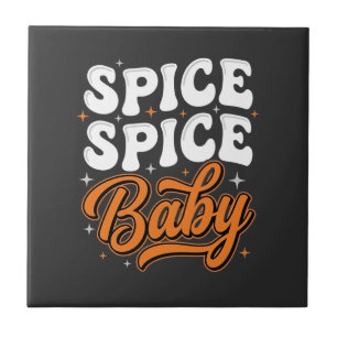 Spice Spice Baby Halloween Retro Typography Design Ceramic Tile