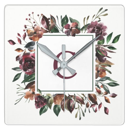 Spiced Botanical | Monogram Square Wall Clock