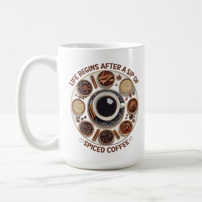 Spiced Coffee Bliss – Cozy Mug for Coffee Lovers (Left)
