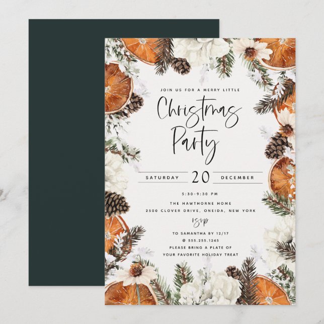 Spiced Orange Christmas Party Invitation (Front/Back)