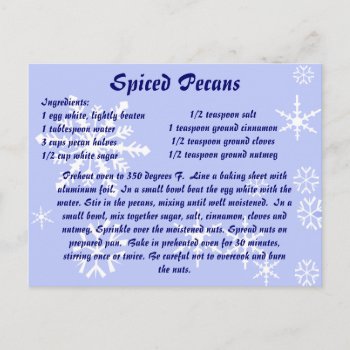 Spiced Pecans Recipe Post Card by Lilleaf at Zazzle