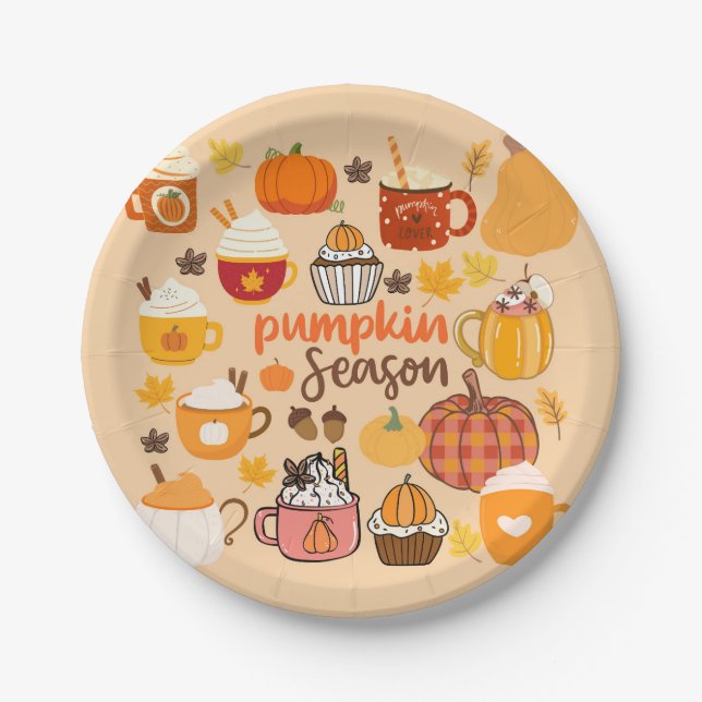 Spiced Pumpkin Season Paper Plates (Front)