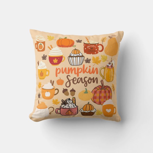 Spiced Pumpkin Season Throw Pillow (Front)